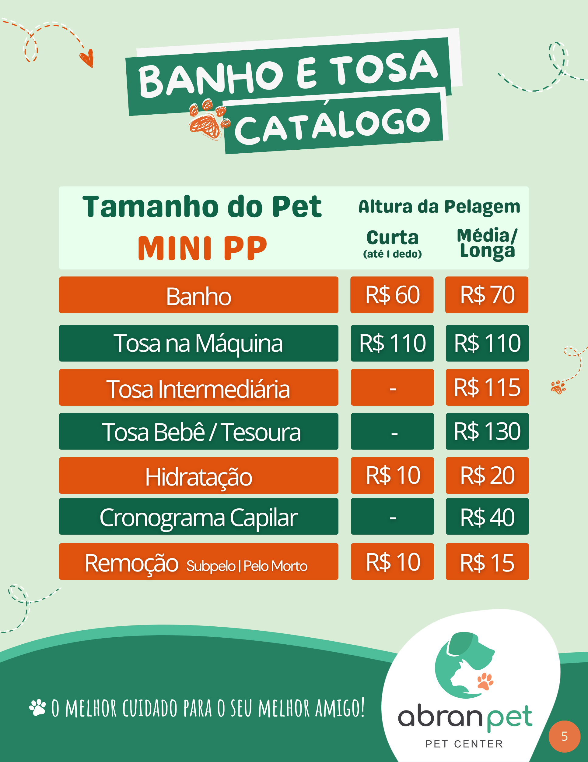 Tabela de Preços - Porte Mini