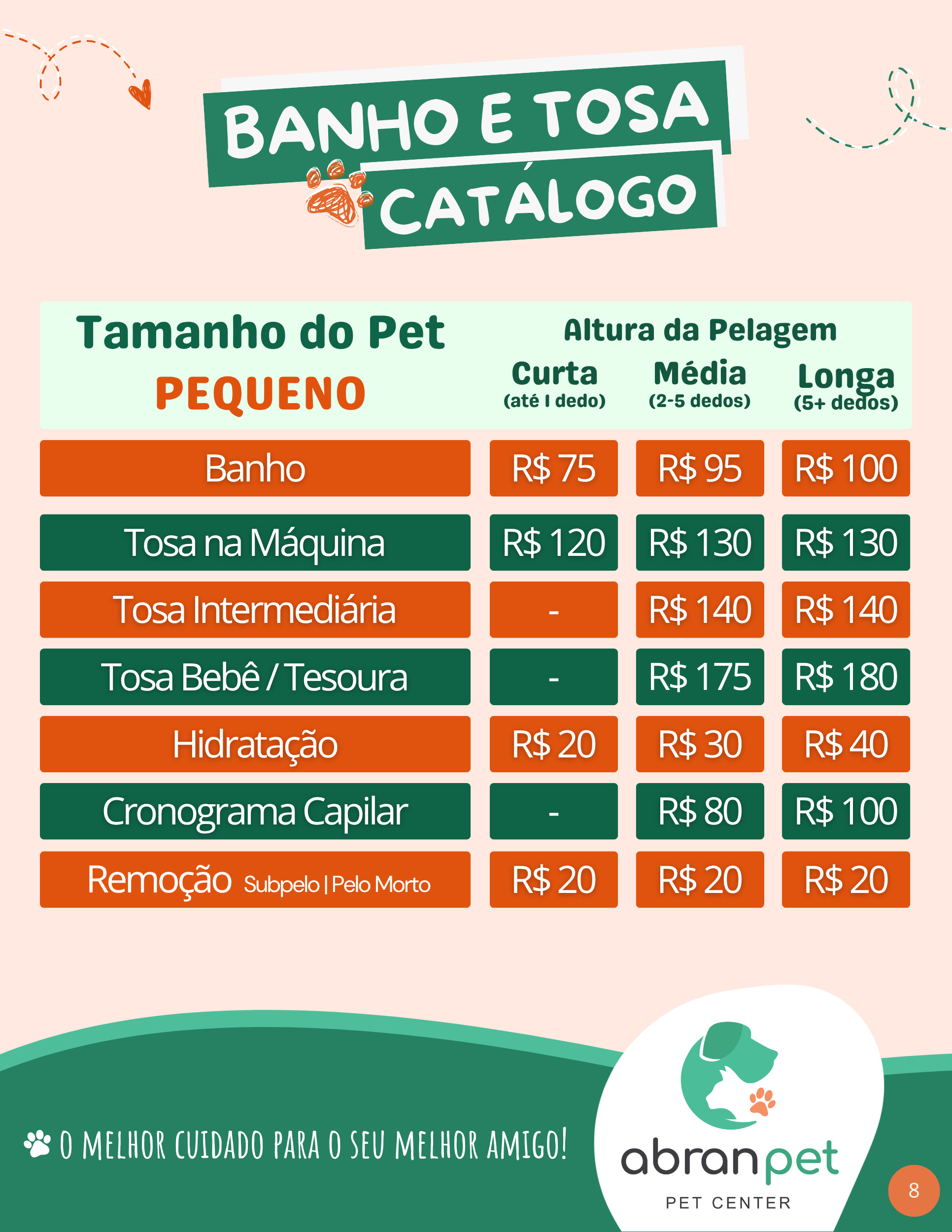 Tabela de Preços - Porte Pequeno